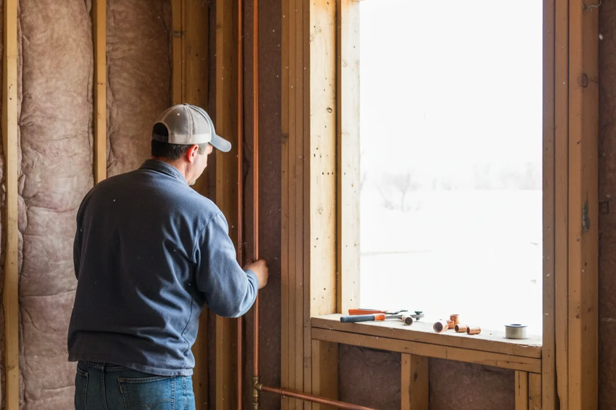 Licensed plumber running new copper supply lines in a Salt Lake City home