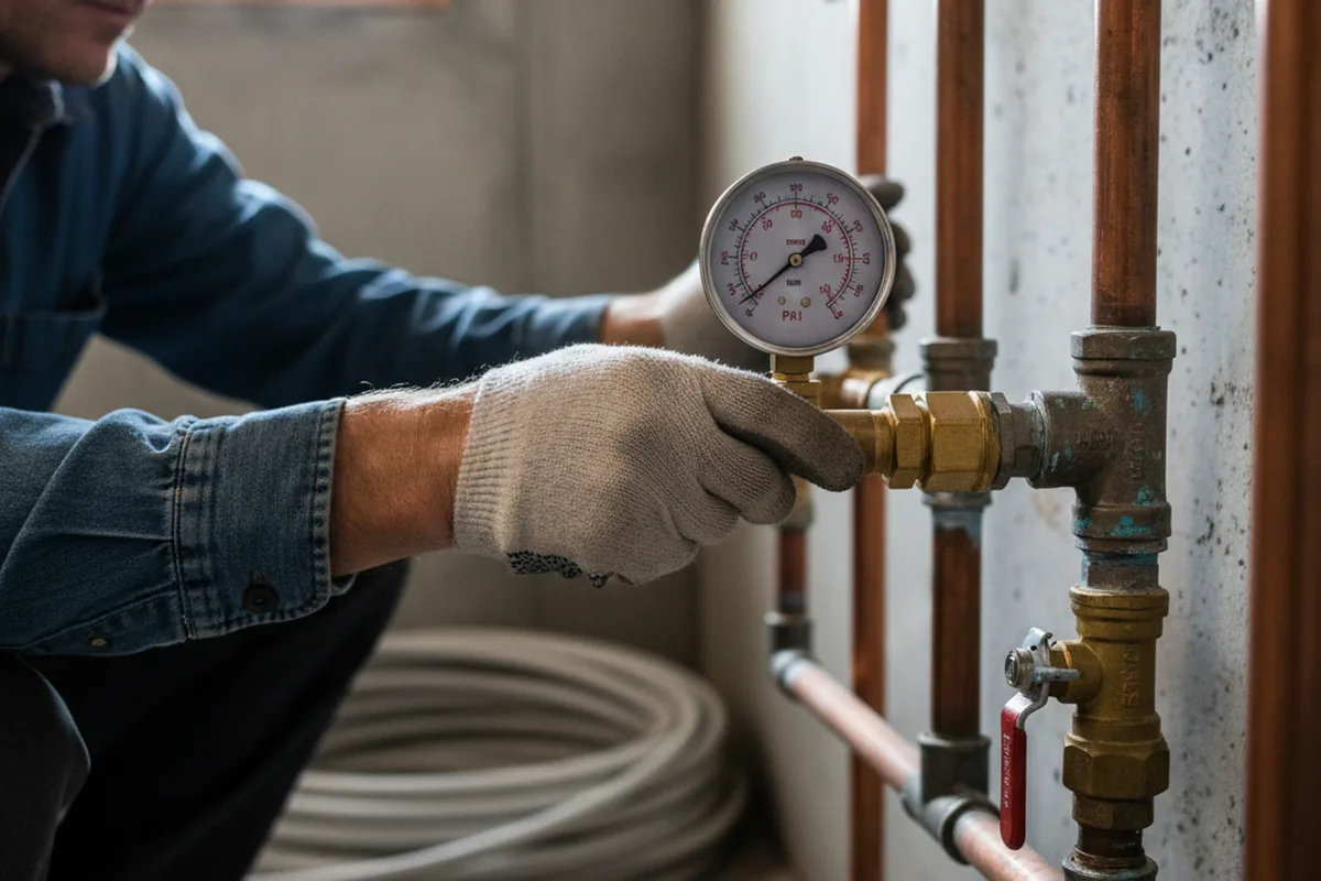 Pressure testing a repaired line during Water Line Repair in Salt Lake City
